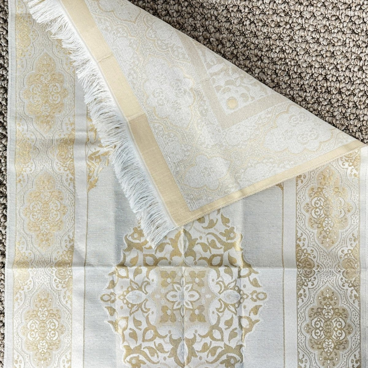 Islamic Pattern Cream Islamic Prayer Rug, Cream Color Prayer Set – Islamic Wall Art Store