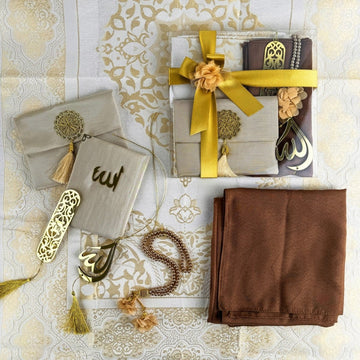 Islamic Prayer Rug Mat, Cream Color Prayer Set - Islamic Wall Art Store