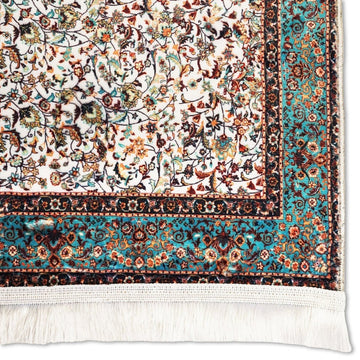 Islamic Prayer Rugs - Aqua & Beige Ornate Design - Islamic Wall Art Store