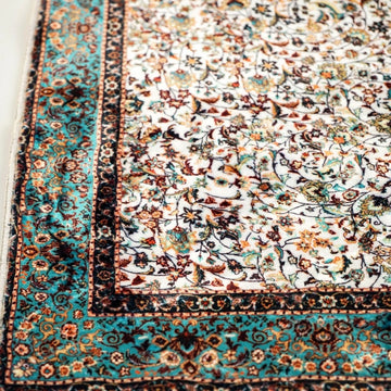 Islamic Prayer Rugs - Aqua & Beige Ornate Design - Islamic Wall Art Store