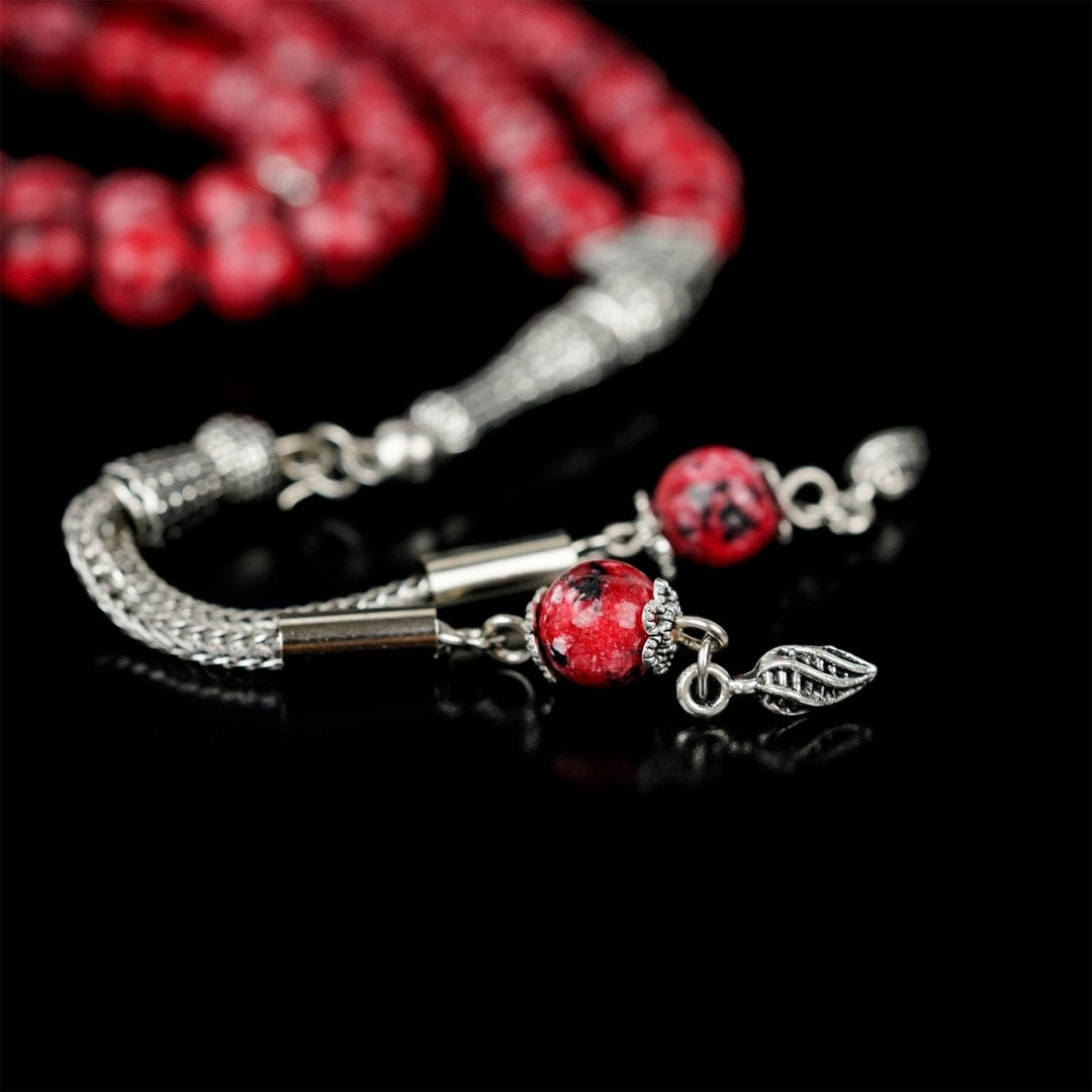 Islamic Praying Beads Deep Red Black Tasbeeh - Main Image