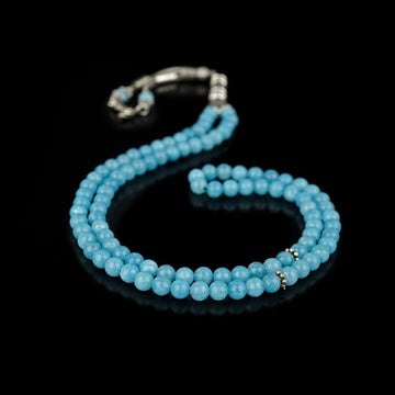 Islamic Rosary | Blue Quartz Beads Prayer Beads - Sphere cut - Islamic Wall Art Store