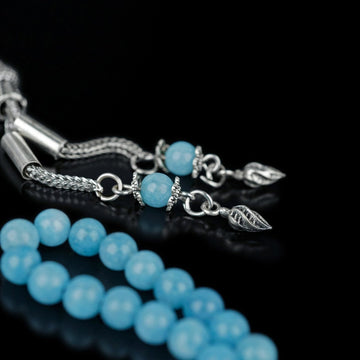 Islamic Rosary | Blue Quartz Beads Prayer Beads - Sphere cut - Islamic Wall Art Store