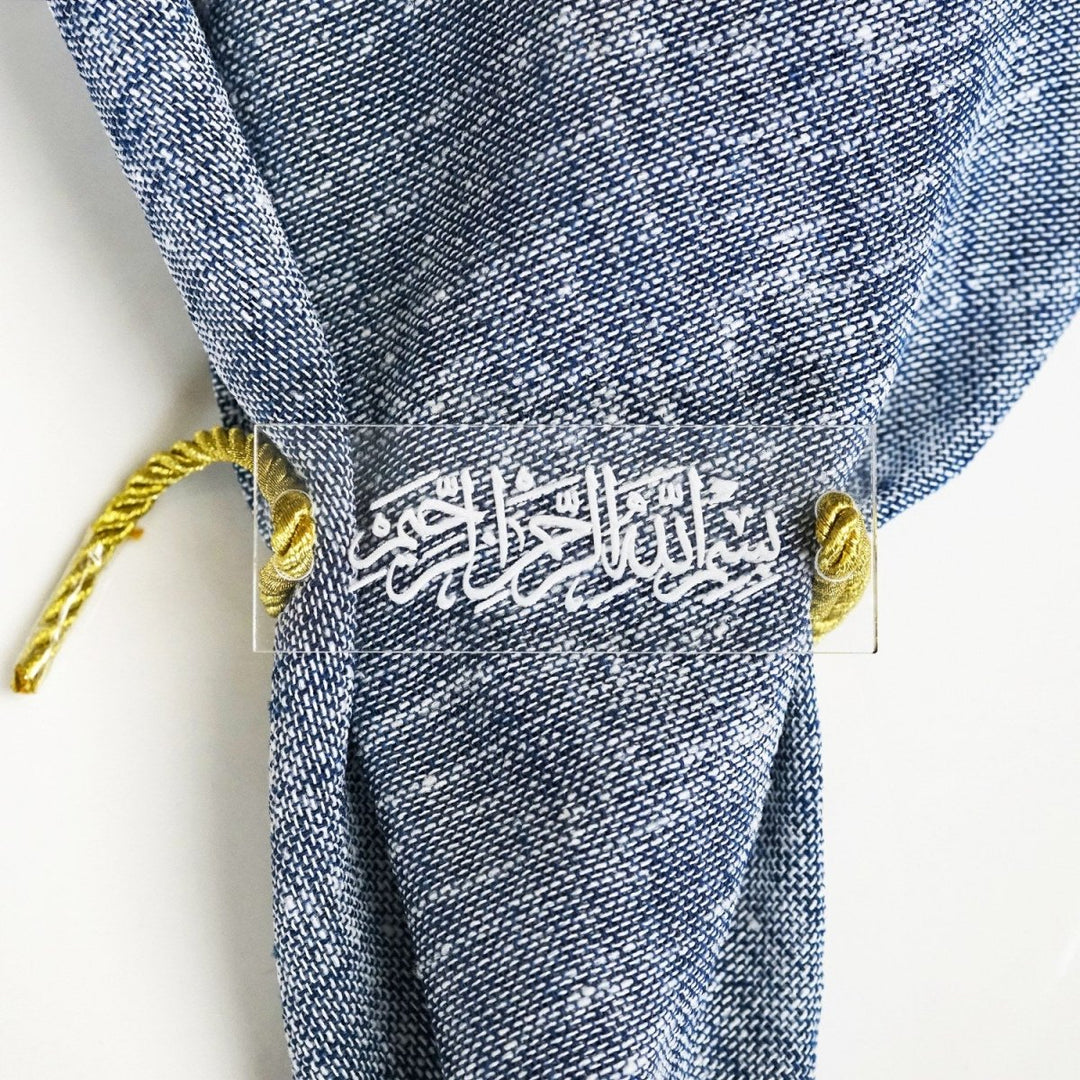Thuluth Bismillah napkin holder with cord in transparent