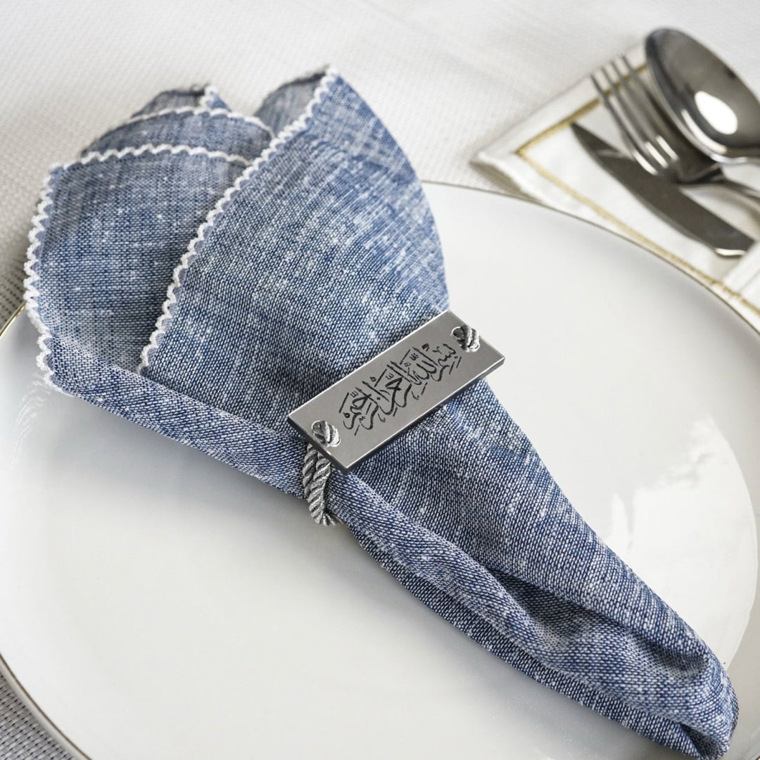 Thuluth Bismillah napkin holder with cord in silver
