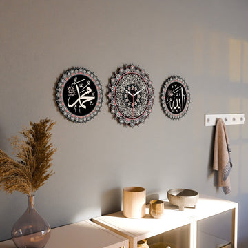 Islamic Wall Clock with Ayatul Kursi Calligraphy - Elegant Muslim Home Decor - Islamic Wall Art Store