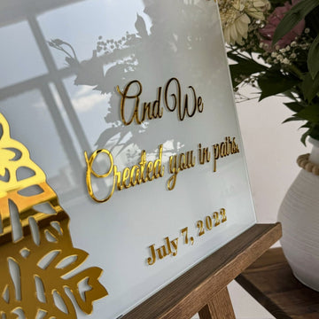 Islamic Wedding Sign – We Created You in Pairs Surah Nebe 8, Glass Nikkah Mirror - Islamic Wall Art Store