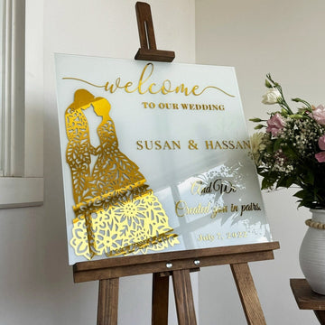 Islamic Wedding Sign – We Created You in Pairs Surah Nebe 8, Glass Nikkah Mirror - Islamic Wall Art Store