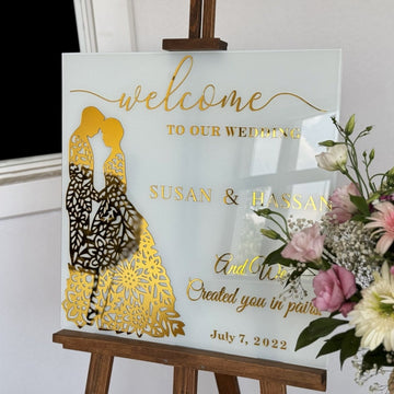 Islamic Wedding Sign – We Created You in Pairs Surah Nebe 8, Glass Nikkah Mirror - Islamic Wall Art Store