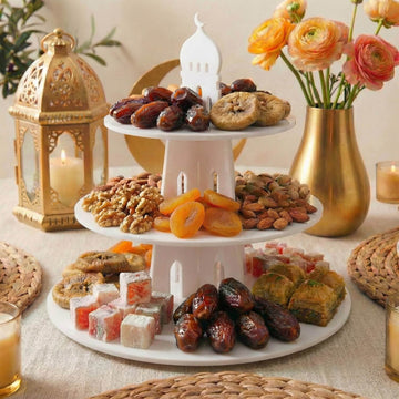 Présentoir de service rond à 3 étages en acrylique – Tour à dattes et douceurs du Ramadan