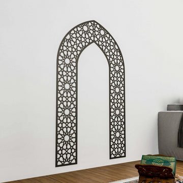 Islamic Wooden Mihrab Decor - Prayer Room Ideas | 12 - Pointed Star Motif - Islamic Wall Art Store