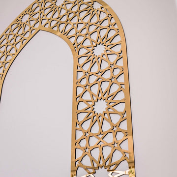 Islamic Wooden Mihrab Decor - Prayer Room Ideas | 12 - Pointed Star Motif - Islamic Wall Art Store