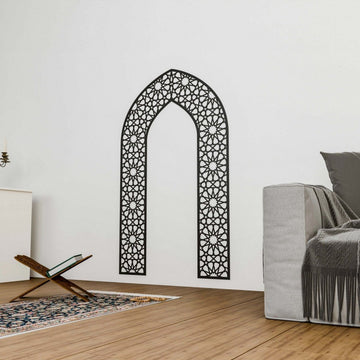 Islamic Wooden Mihrab Decor - Prayer Room Ideas | 12 - Pointed Star Motif - Islamic Wall Art Store