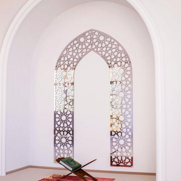 Islamic Wooden Mihrab Decor - Prayer Room Ideas | 12 - Pointed Star Motif - Islamic Wall Art Store