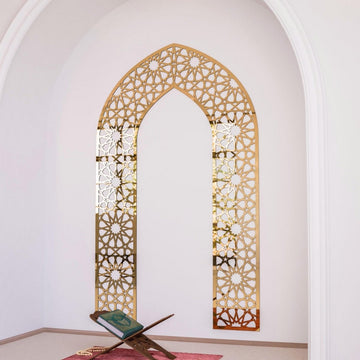 Islamic Wooden Mihrab Decor - Prayer Room Ideas | 12 - Pointed Star Motif - Islamic Wall Art Store