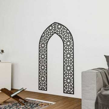 Islamic Wooden Mihrab Decor - Prayer Room Ideas | 12 - Pointed Star Motif - Islamic Wall Art Store