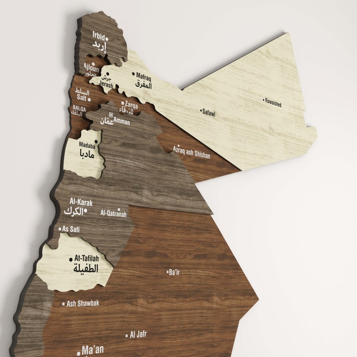 Jordan. Map Frame Jordan Wall Map – Multilayered Wooden Decor