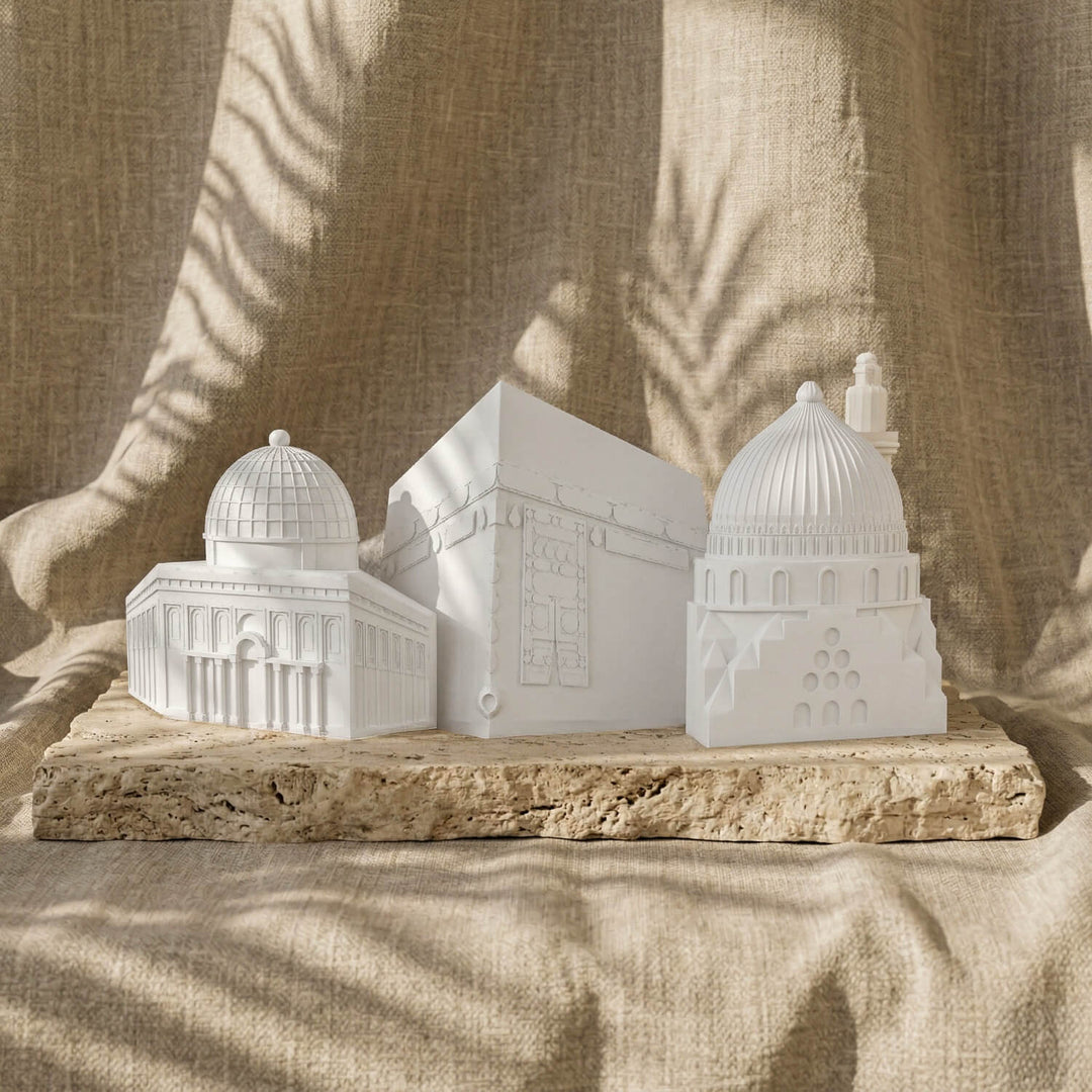 Kaaba, Al-Aqsa, Al-Nabawi Set of 3 Masjids - Stone Islamic Table Decor