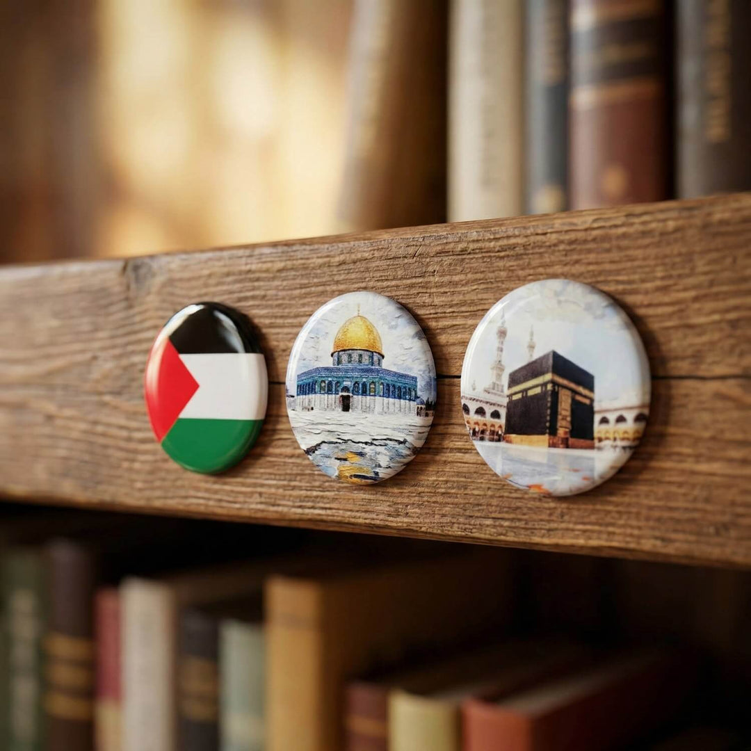 Ensemble d'autocollants pour les lieux saints islamiques – Kaaba, Masjid an-Nabawi et Masjid al-Aqsa