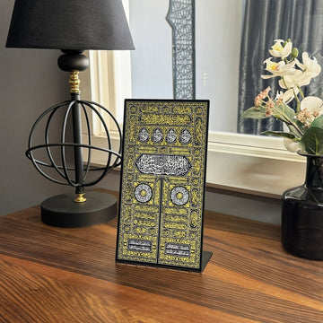 Kiswa Of Kaaba Gate UV Printed Metal Islamic Gift Tabletop - Islamic Wall Art Store