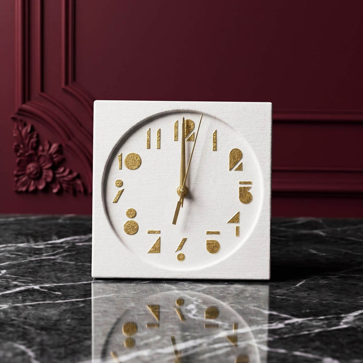 Latin Numbers Stone Desktop Clock Premium Decor