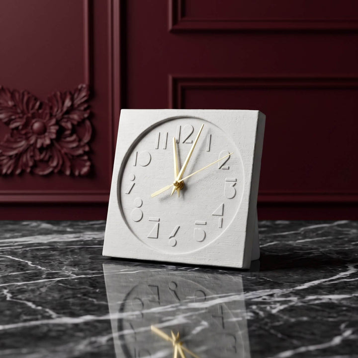 Latin Numbers Stone Desktop Clock Premium Decor