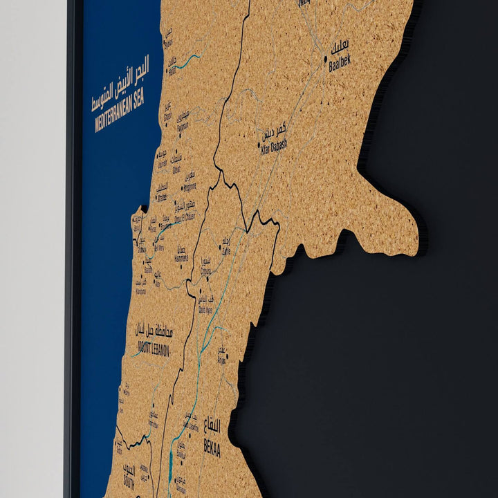 Framed Lebanon Cork Map Premium Wall Decor