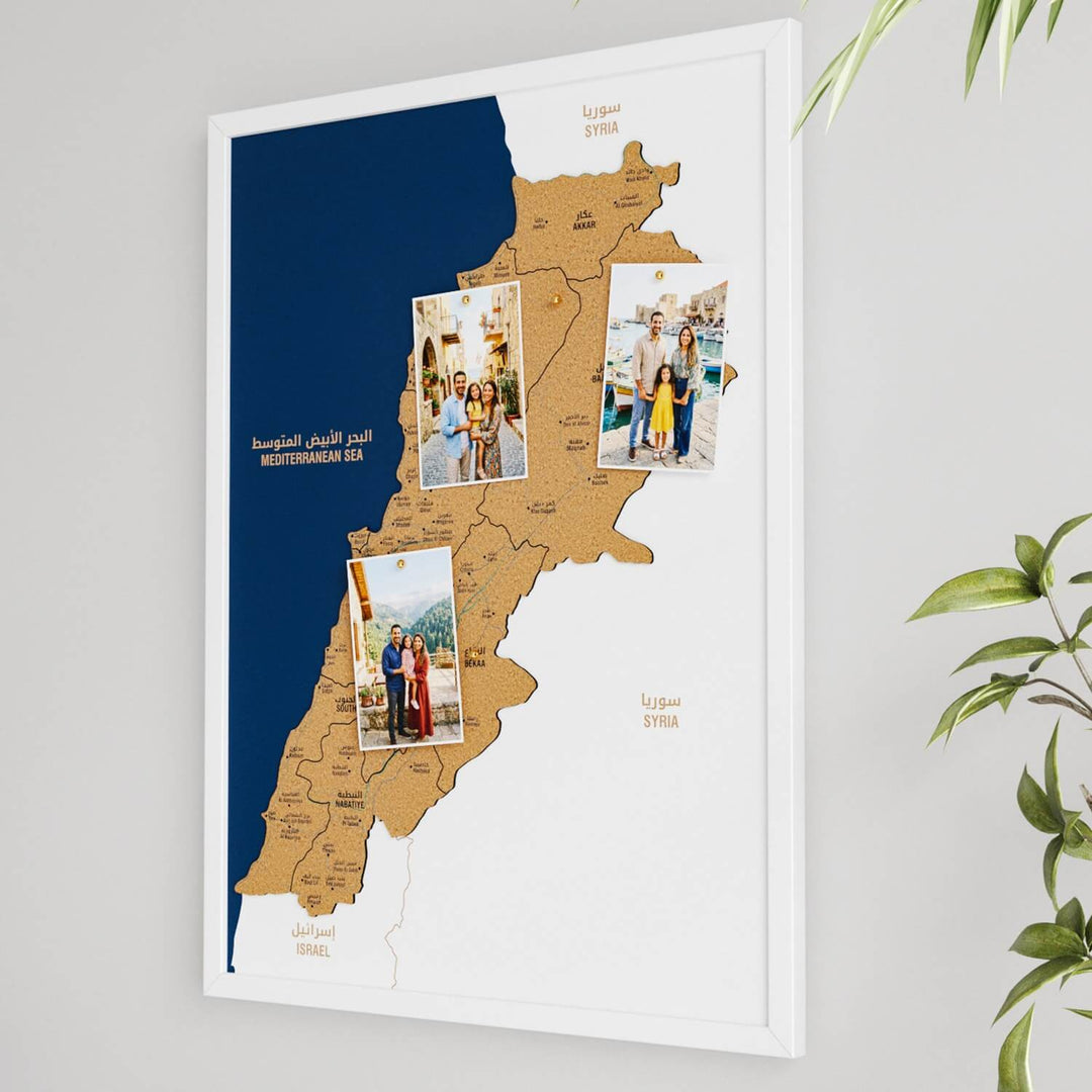 Framed Lebanon Cork Map Premium Wall Decor