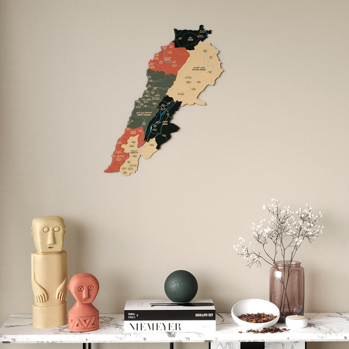 Colorful Lebanon Wooden Wall Map 3D Heritage Decor