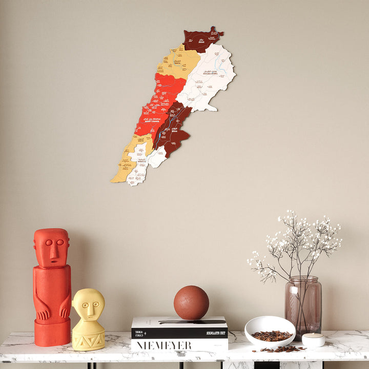 Colorful Lebanon Wooden Wall Map 3D Heritage Decor