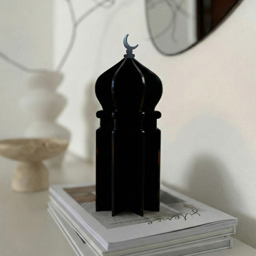 Ramadan 3D Acrylic Mosque Table Decor – Modern Minimalist Interlocking Statue