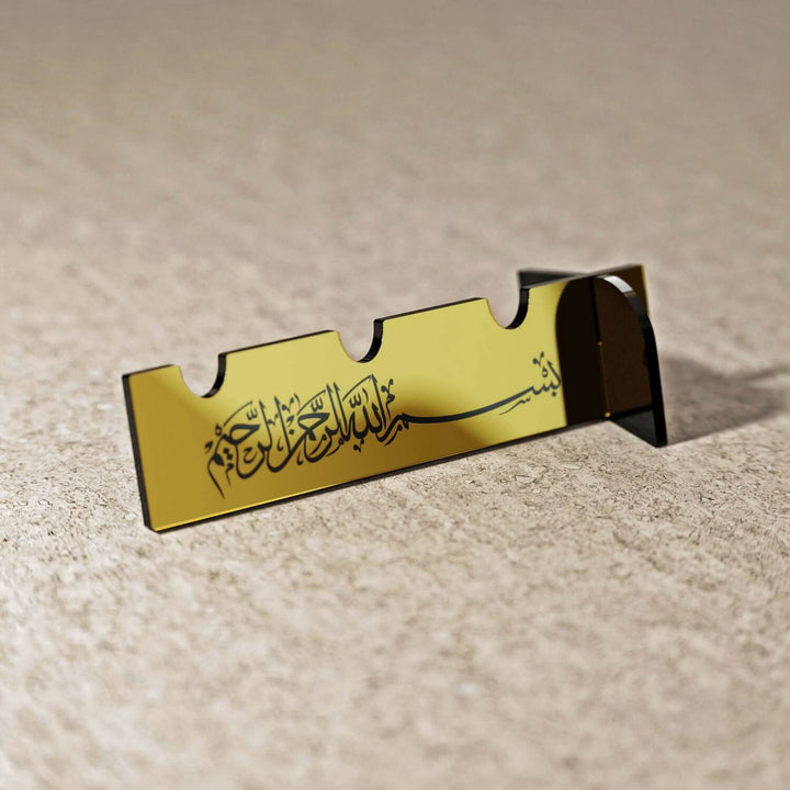 Thuluth Basmala Acrylic Cutlery Holder – Mirror Finish Iftar Table Decor