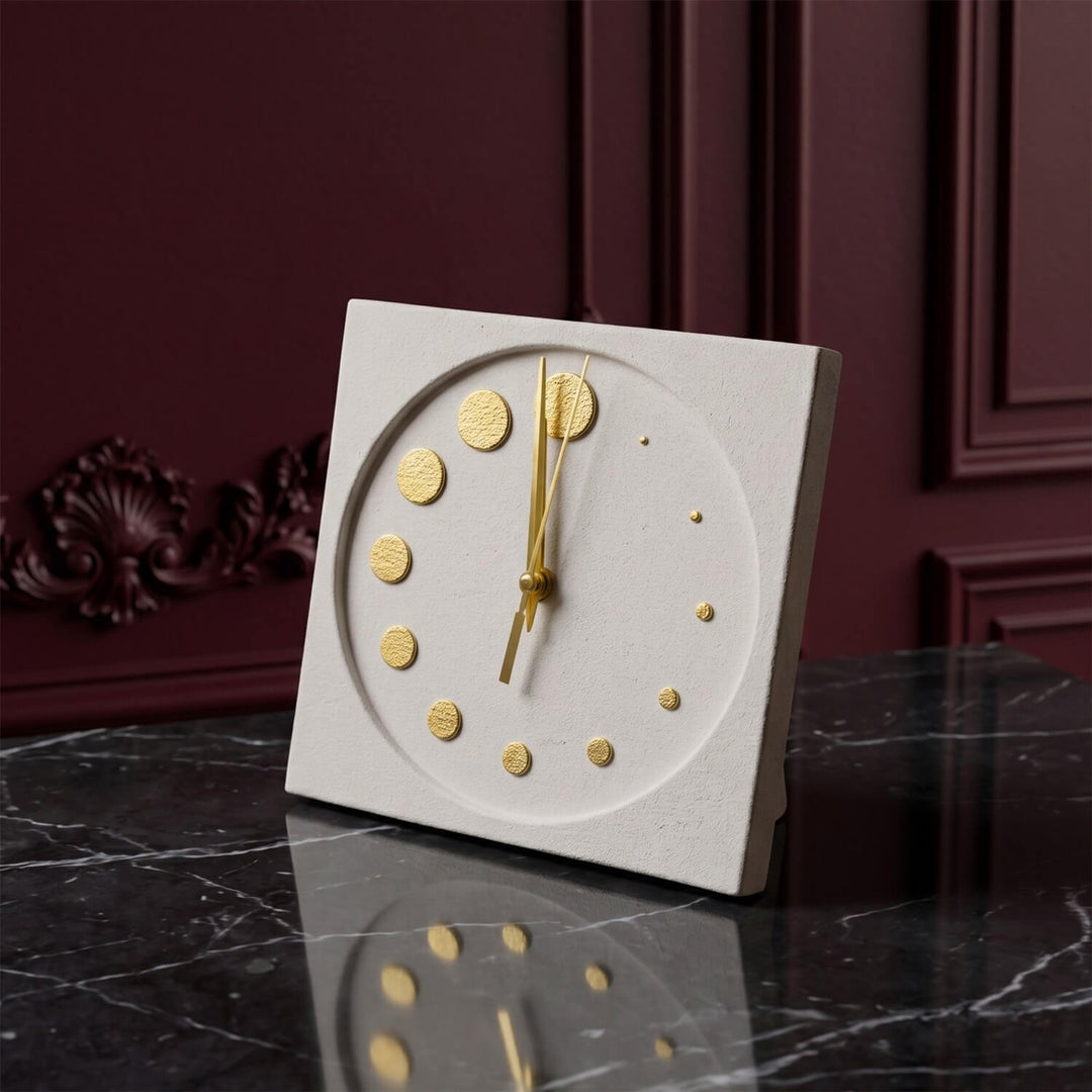 Circles Stone Desktop Clock Premium Decor
