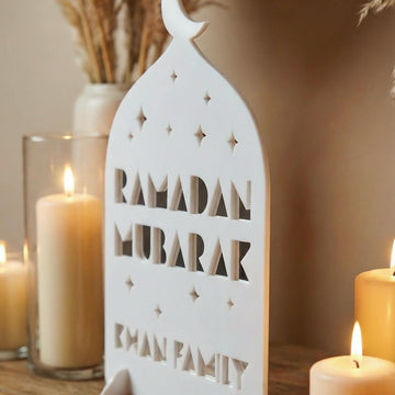 Personalized Ramadan Mubarak Stand – Cosmic Family Sign