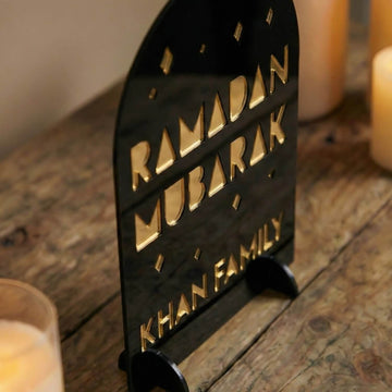 Personalized Ramadan Mubarak Stand – Cosmic Family Sign