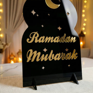 Décoration de table Ramadan Moubarak en acrylique – Présentoir islamique moderne