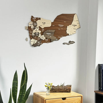 Map of Yemen Country Wood Art Wall Decor - 3D Wood Maps - Islamic Wall Art Store