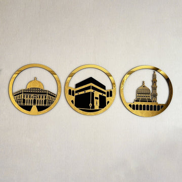 Masjid Al Aqsa Masjid Al - Haram Masjid An - Nabawi Islamic Wall Art - Circular Design - Islamic Wall Art Store
