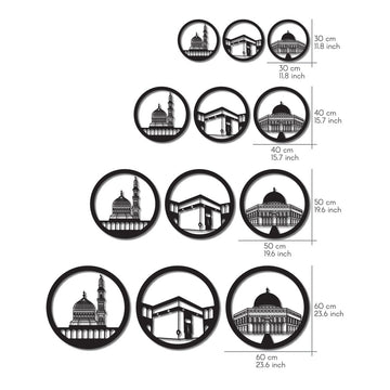 Masjid Al Aqsa Masjid Al - Haram Masjid An - Nabawi Islamic Wall Art - Circular Design - Islamic Wall Art Store