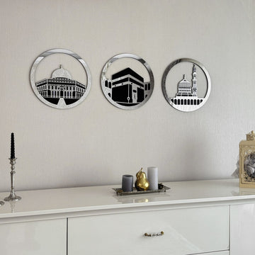 Masjid Al Aqsa Masjid Al - Haram Masjid An - Nabawi Islamic Wall Art - Circular Design - Islamic Wall Art Store