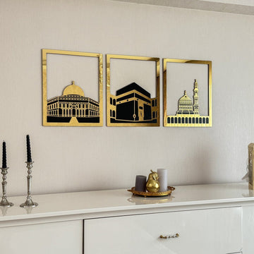 Masjid Al - Haram Islamic Wall Art Kaaba Masjid An - Nabawi Masjid Al Aqsa Islamic Decorations for Home - Islamic Wall Art Store