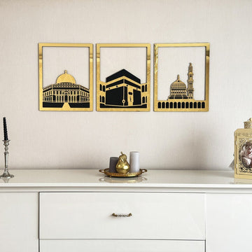 Masjid Al - Haram Islamic Wall Art Kaaba Masjid An - Nabawi Masjid Al Aqsa Islamic Decorations for Home - Islamic Wall Art Store