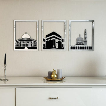 Masjid Al - Haram Islamic Wall Art Kaaba Masjid An - Nabawi Masjid Al Aqsa Islamic Decorations for Home - Islamic Wall Art Store