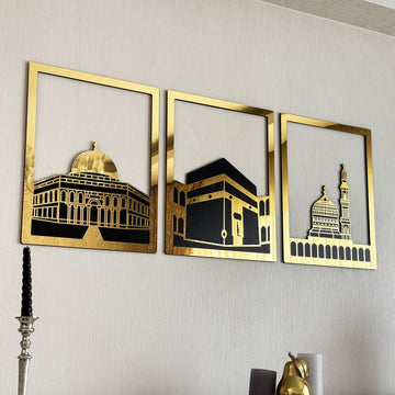 Masjid Al - Haram Islamic Wall Art Kaaba Masjid An - Nabawi Masjid Al Aqsa Islamic Decorations for Home - Islamic Wall Art Store