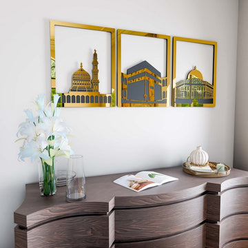 Masjid Al - Haram Islamic Wall Art Kaaba Masjid An - Nabawi Masjid Al Aqsa Islamic Decorations for Home - Islamic Wall Art Store