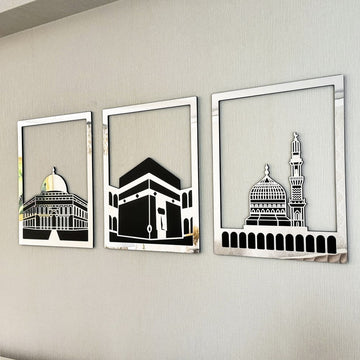 Masjid Al - Haram Islamic Wall Art Kaaba Masjid An - Nabawi Masjid Al Aqsa Islamic Decorations for Home - Islamic Wall Art Store