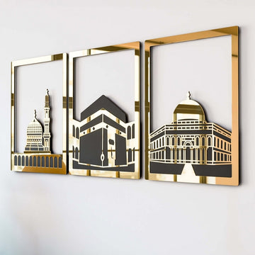 Masjid Al - Haram Islamic Wall Art Kaaba Masjid An - Nabawi Masjid Al Aqsa Islamic Decorations for Home - Islamic Wall Art Store