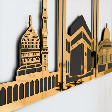 Masjid Al - Haram Islamic Wall Art Kaaba Masjid An - Nabawi Masjid Al Aqsa Islamic Decorations for Home - Islamic Wall Art Store