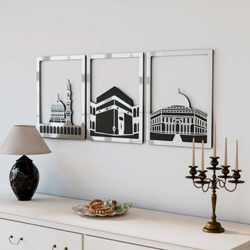 Masjid Al - Haram Islamic Wall Art Kaaba Masjid An - Nabawi Masjid Al Aqsa Islamic Decorations for Home - Islamic Wall Art Store
