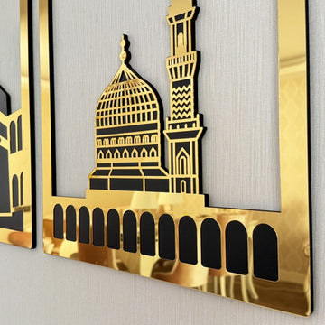 Masjid Al - Haram Islamic Wall Art Kaaba Masjid An - Nabawi Masjid Al Aqsa Islamic Decorations for Home - Islamic Wall Art Store